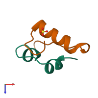 PDB entry 1b17 coloured by chain, top view.