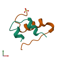 PDB entry 1b19 coloured by chain, front view.