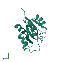 PDB entry 1b1a coloured by chain, side view.