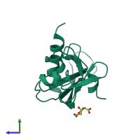 PDB entry 1b1e coloured by chain, side view.