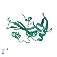 PDB entry 1b1e coloured by chain, top view.