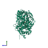 PDB entry 1b1x coloured by chain, side view.