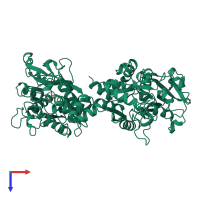 PDB entry 1b1x coloured by chain, top view.