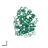 PDB entry 1b1y coloured by chain, side view.