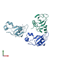 PDB entry 1b20 coloured by chain, front view.