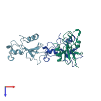 PDB entry 1b20 coloured by chain, top view.