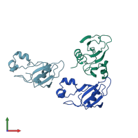 PDB entry 1b21 coloured by chain, front view.