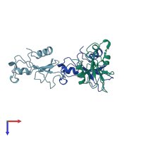 PDB entry 1b21 coloured by chain, top view.
