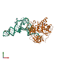 PDB entry 1b23 coloured by chain, front view.