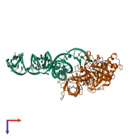 PDB entry 1b23 coloured by chain, top view.