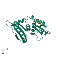 PDB entry 1b24 coloured by chain, top view.