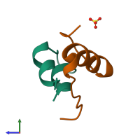 PDB entry 1b2a coloured by chain, side view.