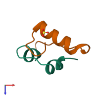 PDB entry 1b2a coloured by chain, top view.