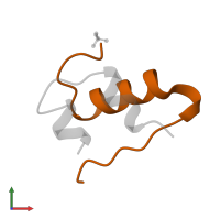 Insulin B chain in PDB entry 1b2b, assembly 1, front view.