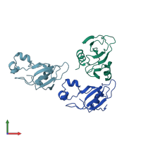 PDB entry 1b2x coloured by chain, front view.