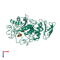 PDB entry 1b2y coloured by chain, top view.