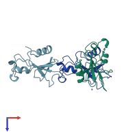 PDB entry 1b2z coloured by chain, top view.