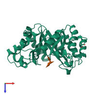 PDB entry 1b30 coloured by chain, top view.
