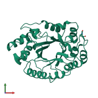 PDB entry 1b31 coloured by chain, front view.