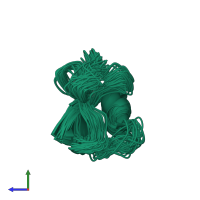 PDB entry 1b3c coloured by chain, ensemble of 40 models, side view.