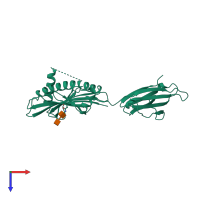 PDB entry 1b3j coloured by chain, top view.