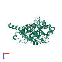 PDB entry 1b3n coloured by chain, top view.