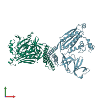 PDB entry 1b3q coloured by chain, front view.