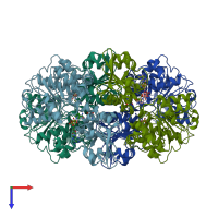 PDB entry 1b3r coloured by chain, top view.