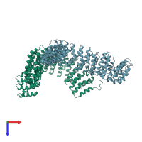 PDB entry 1b3u coloured by chain, top view.