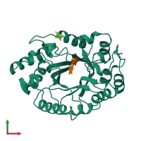 PDB entry 1b3w coloured by chain, front view.
