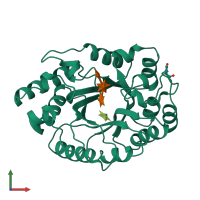 PDB entry 1b3y coloured by chain, front view.