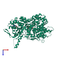 PDB entry 1b4d coloured by chain, top view.