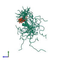 PDB entry 1b4g coloured by chain, ensemble of 22 models, side view.