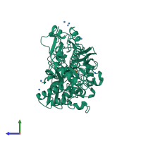 PDB entry 1b4h coloured by chain, side view.