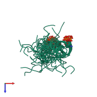 PDB entry 1b4i coloured by chain, ensemble of 23 models, top view.