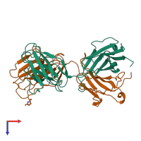PDB entry 1b4j coloured by chain, top view.