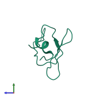 PDB entry 1b4o coloured by chain, side view.