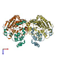 PDB entry 1b4u coloured by chain, top view.