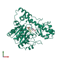 PDB entry 1b4x coloured by chain, front view.