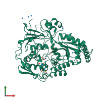 PDB entry 1b4z coloured by chain, front view.