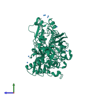 PDB entry 1b51 coloured by chain, side view.