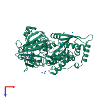 PDB entry 1b51 coloured by chain, top view.