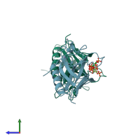 PDB entry 1b55 coloured by chain, side view.