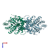 PDB entry 1b57 coloured by chain, top view.