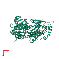 PDB entry 1b58 coloured by chain, top view.