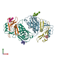 PDB entry 1b5f coloured by chain, front view.