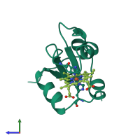PDB entry 1b5m coloured by chain, side view.