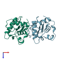 PDB entry 1b5z coloured by chain, top view.