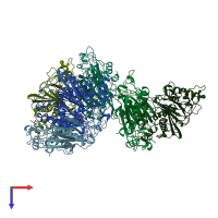 PDB entry 1b65 coloured by chain, top view.