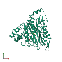 PDB entry 1b6a coloured by chain, front view.